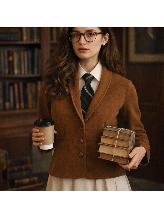 Alfani Jackets & Blazers - Alfani Brown Women's Sweater Blazer academic collegiate schoolboy retro